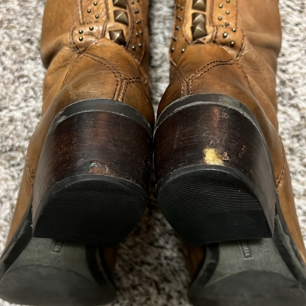 VINCE CAMUTO Knee High Distressed Leather Studded Boots - Picture 10 of 16